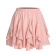 thumbnail image 4 of Unir Women Multi-Layer Ruffle Tiered Flowy Mini Chiffon Skirt Elastic High Waist Pleated Summer Beach Casual Bottom 1PC S-XXL Plus Size Friendly, 4 of 4