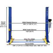 Atlas Automotive Equipment 9KBPX 2-Post Lift/Hoist, Baseplate Style, 96 Minimum Ceiling Height, 9,000lb Capacity, Symmetric Arms, Dual Hydraulic Chain Drive Cylinders, For Low Ceiling Home Use