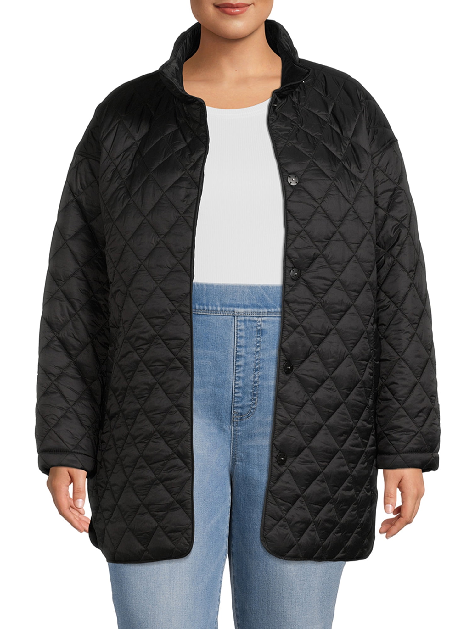 Time and Tru Women's and Plus Quilted Barn Coat