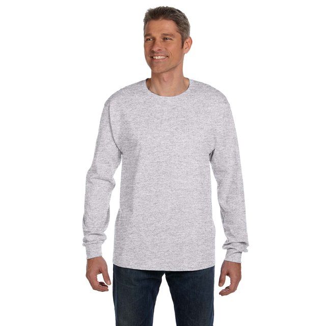 Hanes Adult Tagless Long Sleeve Tee With Pocket, Style 5596
