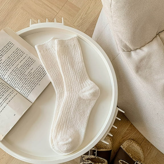 Dyfzdhu Women Autumn Winter Solid Color Multicolor Thickened Thermal Socks Casual Midtube Socks