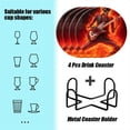thumbnail image 2 of BaHomeck Drink Coasters Set of 4 with Holder skeleton playing electric guitar in the style of flames Water Absorbent Ceramic Coasters Tabletop Protection,Suitable for Various Cup ,Home Decor, 2 of 4