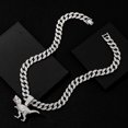 thumbnail image 4 of Necklace European and American hip hop dinosaur pendant animal personality men's pendant jewelry inlaid with rhinestones, 4 of 8