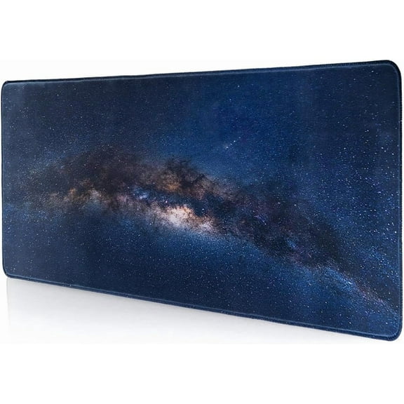 Mouse Pad Large Desk Mat, Extra Large Gaming Computer Mousepad with Stitched Edges Non-Slip, Keyboard Mouse Pad for Desktop Cute Aesthetics Home Office Galaxy Starry Desk Accessories 23.6 * 11.8 inch