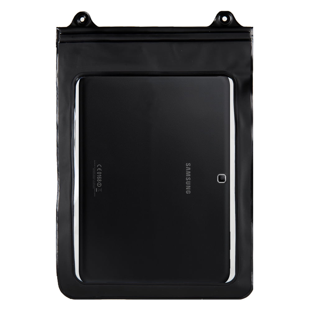 Waterproof Case Tablet Dry Pouch (Black) w/ Neck Lanyard - Compatible w/ iPad Pro 12.9/11/9.7 Samsung Galaxy Tab S4/Book Microsoft Surface Go, Tablets up to 12.9” Great for Swim Pool Beach Bath Travel