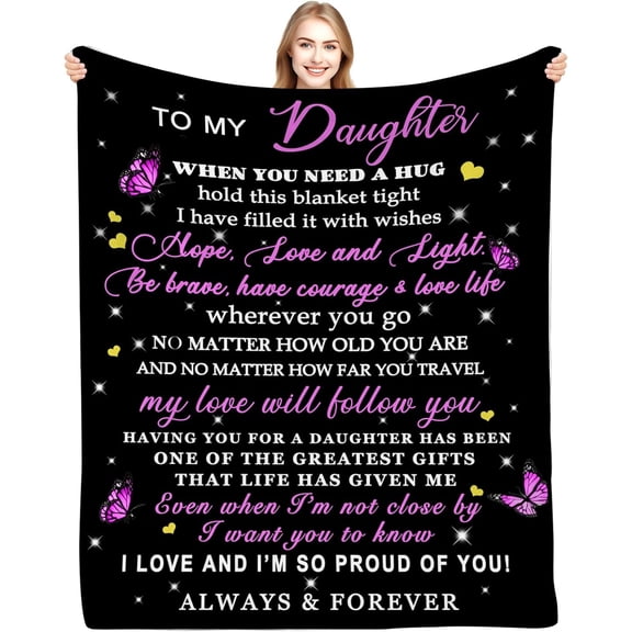 Daughter Blanket from Mom and Dad - to My Daughter Gifts from Mom Dad, Daughters Birthday Gifts, Gift for Daughters Birthday, Graduation, Christmas, Soft Lightweight Flannel Throw Blanket, 60"x50"