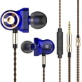 thumbnail image 1 of QKZ Auriculares estéreo Auriculares con cable Auriculares intrauditivos Control de cables Cable trenzado Auriculares con micrófono, Azul AweSitey EL000235-02B, 1 of 2