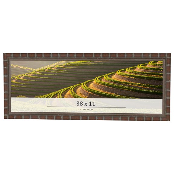 38x11 Dark Brown Bamboo Real Wood Picture Frame Width 1.5 inches | Interior Frame Depth 0.5 inches