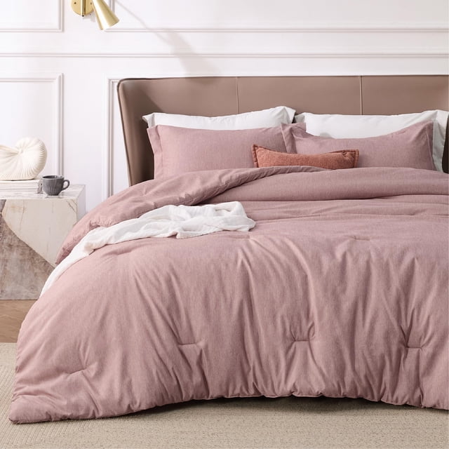 Juego de edredón Bedsure Full Dusty Rose con 1 edredón y 2 fundas