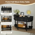 thumbnail image 4 of PHOYAL Fluted Half Oval Console Table with Drawers and Storage, Wooden Semi Elliptic End table with Shelf for Living Room, Half Round Side Table for Entryway Hallway, Black, 4 of 7