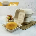 thumbnail image 2 of Clamshell Take Out Food Containers with Oil Paper, 6x6" 50-Pack Heavy-Duty Quality to go Containers, Natural Disposable Bagasse, Eco-Friendly Biodegradable Made of Sugar Cane Fibers, 2 of 8