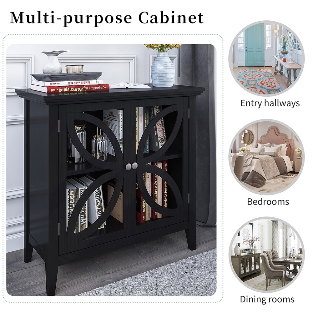 Private Jungle Accent Storage Cabinet Wooden Cabinet with Decorative transparent Door,Modern Sideboard for Entryway, Living Room,32 Inch,Black Private Jungle Accent Storage Cabinet Wooden Cabinet with Decorative transparent Door,Modern Sideboard for Entryway, Living Room,32 Inch,Black