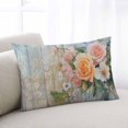 thumbnail image 2 of Orange Pink Rose Throw Pillow Cover 20 x 30 Inch Decorative Pillow Cover Spring Leaves Wood Retro Pastoral Lumbar Pillowcase Seasonal Rectangle Cushion Case for Couch Sofa Bed Living Room, 2 of 7