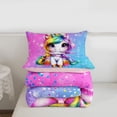 thumbnail image 5 of Erosebridal Girls Unicorn Twin Comforter Sets,Multicolor Glitter Print Bedding Set For Kids,Reversible Pink 2pcs, 5 of 7