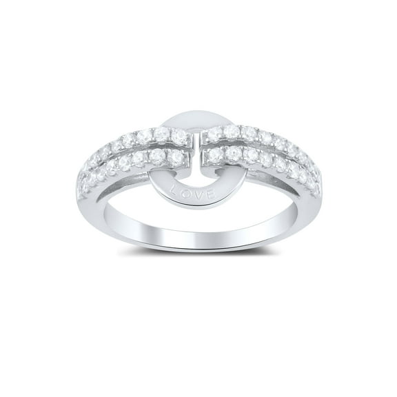 Sterling Silver Cz Circle of Love Statement Ring for Women and Teens - Size 4