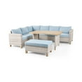 thumbnail image 2 of Better Homes & Gardens Brookbury 4-Piece Outdoor Wicker Patio Sectional Dining Set, White Wicker/Chambray Blue Cushions, 2 of 10