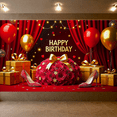 thumbnail image 6 of Elegant Red Rose Themed Happy Birthday Banner Party Backdrop Decoration for Photography Props Birthday Party Celebrations Gift Display Decor Event Setup, 6 of 8