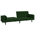 thumbnail image 2 of vidaXL 2-Seater Sofa Bed with Two Pillows Dark Green Velvet, 2 of 5