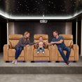 thumbnail image 2 of DFA Electric Power Recliner Chair Set of 3, PU Leather Home Theater Seating with USB Port, LED Light, Hidden Arm Storage & Cup Holders, for Media Living Room, Camel, 2 of 8