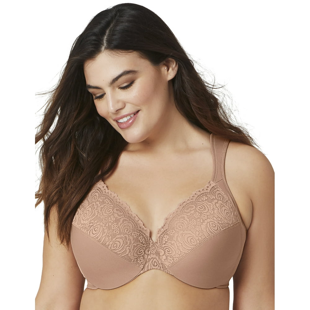 Glamorise Full Figure Plus Size Low Cut Wonderwire Lace Bra Underwire 1240