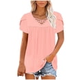 thumbnail image 4 of Plebaso Blouses à Col en V Croisé pour Femmes Manches Courtes Tunique Décontractée Hauts d'Été Amples pour Femmes, 4 of 7