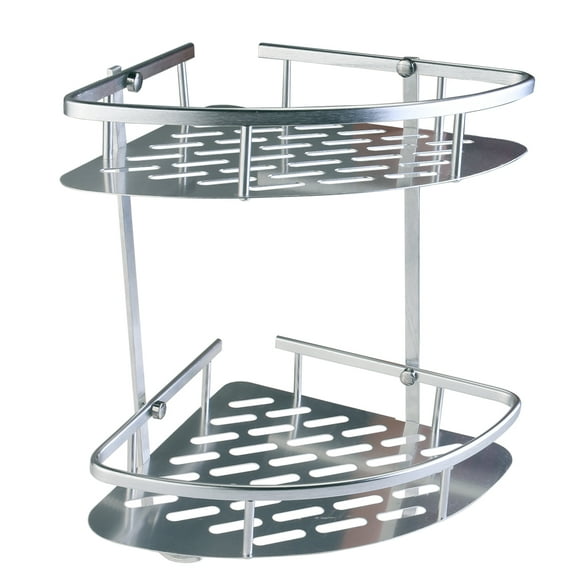 TINKSKY Aluminum 2-tier Bathroom Corner Storage Rack Organizer Shower Shelf (Silver)