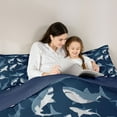 thumbnail image 4 of Feelyou Navy Shark Bedding Comforter Set 7pcs, Ocean Animal Wildlife Queen Bedding Sets, 4 of 8