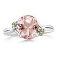 thumbnail image 2 of Gem Stone King 2.42 Ct Oval Peach Nano Morganite Green Peridot 925 Sterling Silver Ring (Size 6), 2 of 4
