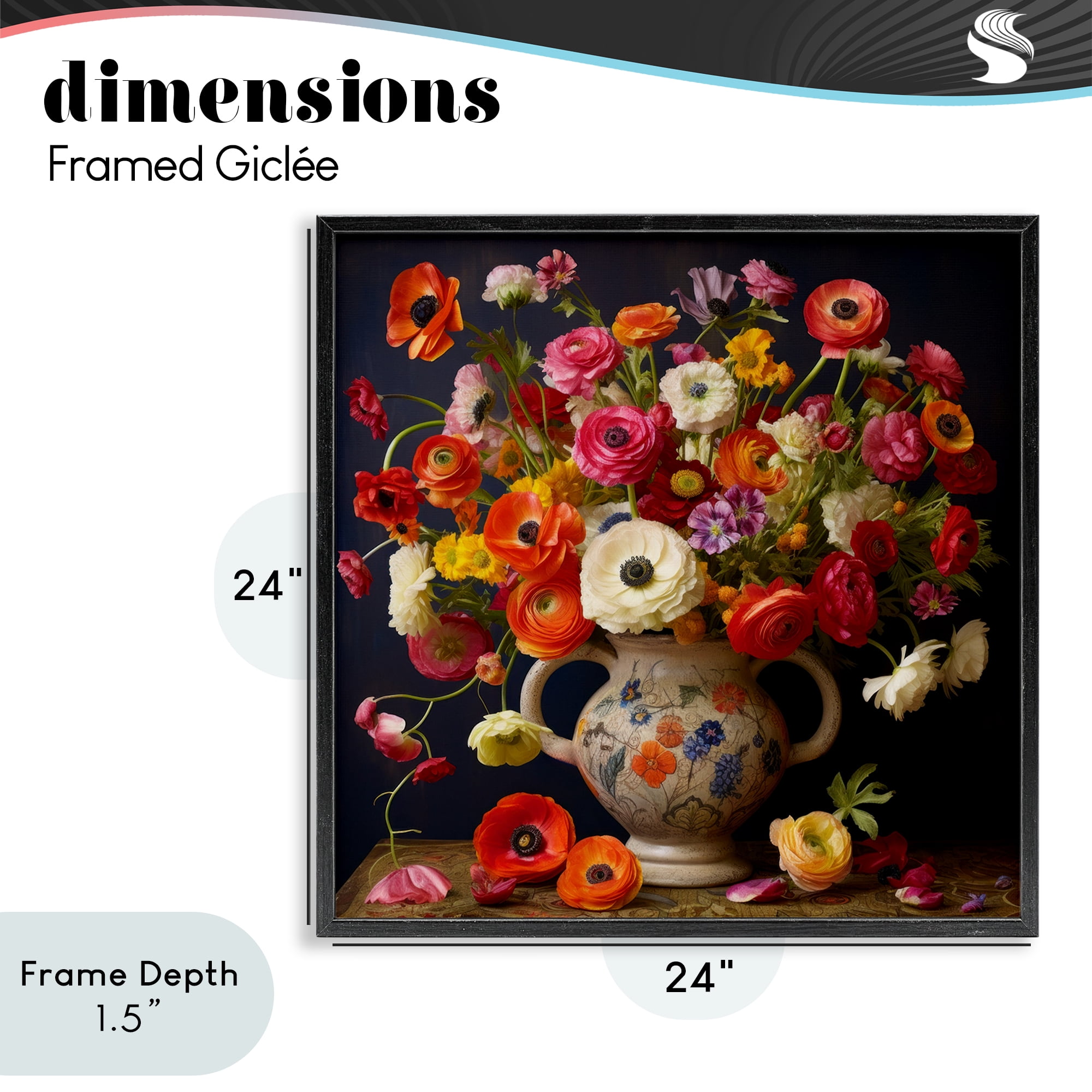 Stupell Industries Harmonious Bouquet Composition Black Framed Giclee Art, design by Lazar Studio