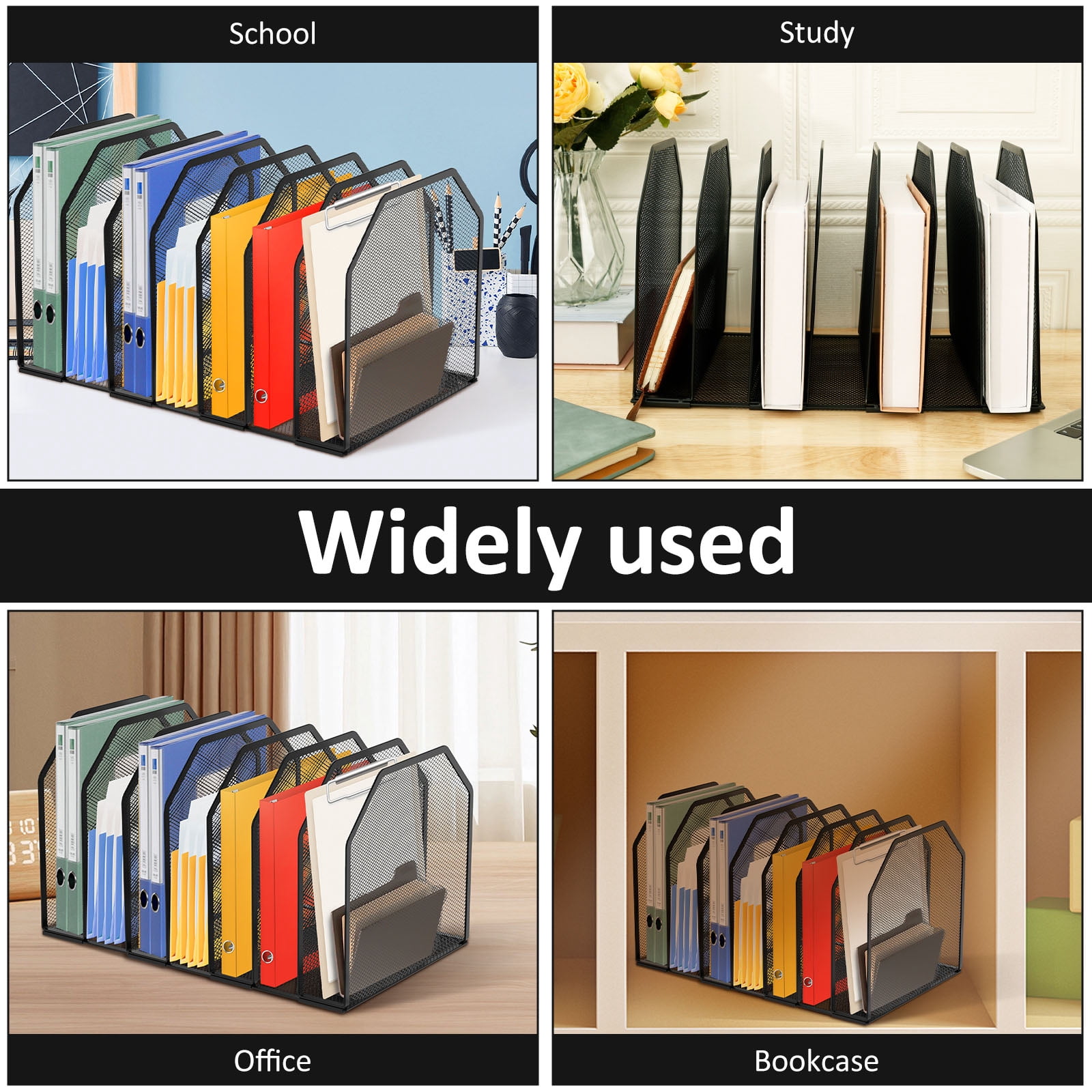 5/7 Section Desk Organizer Sturdy File Folder Holder 9.45*8.43*7.87in Adjustable Metal Rack File Sorter for Home