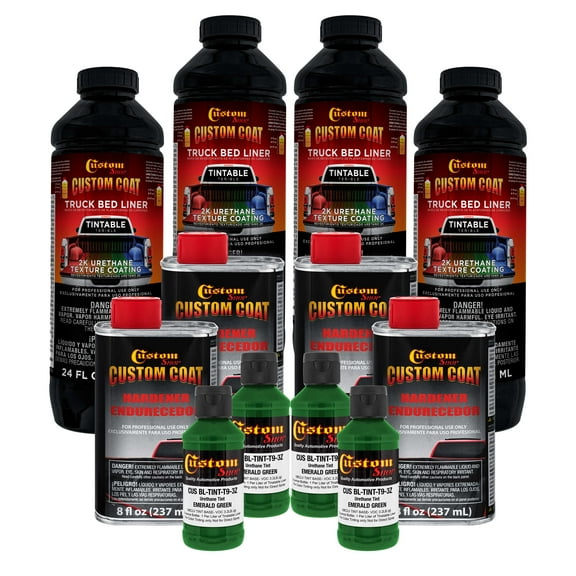 Custom Coat Emerald Green 1 Gallon Urethane Spray-On Truck Bed Liner Kit -Easy Mixing , Prevent Stop Rust