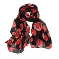 thumbnail image 2 of New Red Poppy Print Long Scarf Flower Beach Wrap Ladies Stole Shawl, 2 of 6
