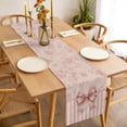 thumbnail image 3 of Vintage Pink Bow Table Runner Farmhouse Roses Floral Stripes Tablerunners 13 x 60 Inch, Table Decorations Tabletop Scarf for Summer Gathering Holiday Farmhouse Kitchen Dining Decor, 3 of 7