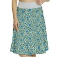 thumbnail image 1 of Women's Floral Morning Glory Flowers Leafy A-line Printed Skirt Casual Wear, 3XL, Forest Green Cobalt Blue, by Ambesonne, 1 of 6
