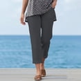 thumbnail image 6 of SwiftWear Women's Cotton Linen Straight Leg Pants Elastic Waist Casual Ankle Cropped Trousers with Pockets Stretch Pull On Comfy Pants, 6 of 9