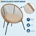 thumbnail image 4 of 3 Piece Patio Rattan Bistro Set, Outdoor All Weather PE Wicker Conversation Furniture Set with 2 Chairs, Cushions & Tempered Glass Top for Poolside/Porch/Garden/Yard, 4 of 9