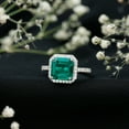thumbnail image 3 of Rosec Jewels Vintage Style Lab Grown Emerald Engagement Ring - 6 Ct - 8mm Asscher Cut - Emerald Diamond Ring - with Jewelry Box, 18K White Gold, US 9.50, 3 of 9