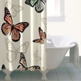 thumbnail image 4 of Beige Butterfly Pattern Shower Curtain 36"x72" ,Bathroom Decorative Shower Curtains Set with 12 Hooks,Modern Waterproof Washable Shower Curtain, 4 of 6