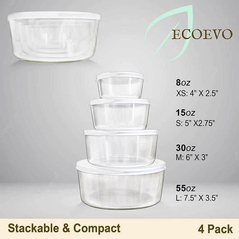 Glass Food Storage Containers Set, Large Size Glass Containers with Lids,  BPA-free Locking lids, 100% Leak Proof Glass Meal Prep Containers, Freezer