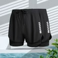 thumbnail image 4 of sunsanly Men Swim Shorts Slim Fit Double Layers Quick Dry Conservative Breathable Swimming Drawstring Elastic Waist Swimming Trunks Water Sports Jogging Shorts, 4 of 8