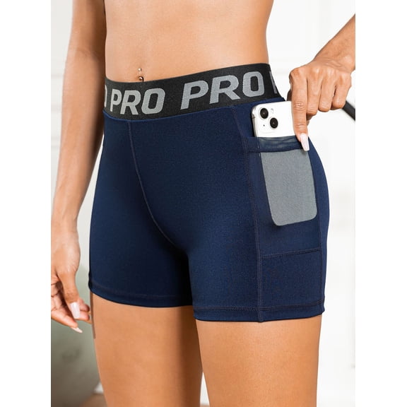 USPEED Womens Biker Yoga Shorts with Pockets: High Waisted Tummy Control Spandex Workout Athletic Gym Shorts