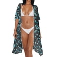 thumbnail image 3 of HELLHERO Polyester Long Kimono Swimsuit Cover Up for Beach Lightweight Breathable Leaf, 3 of 6