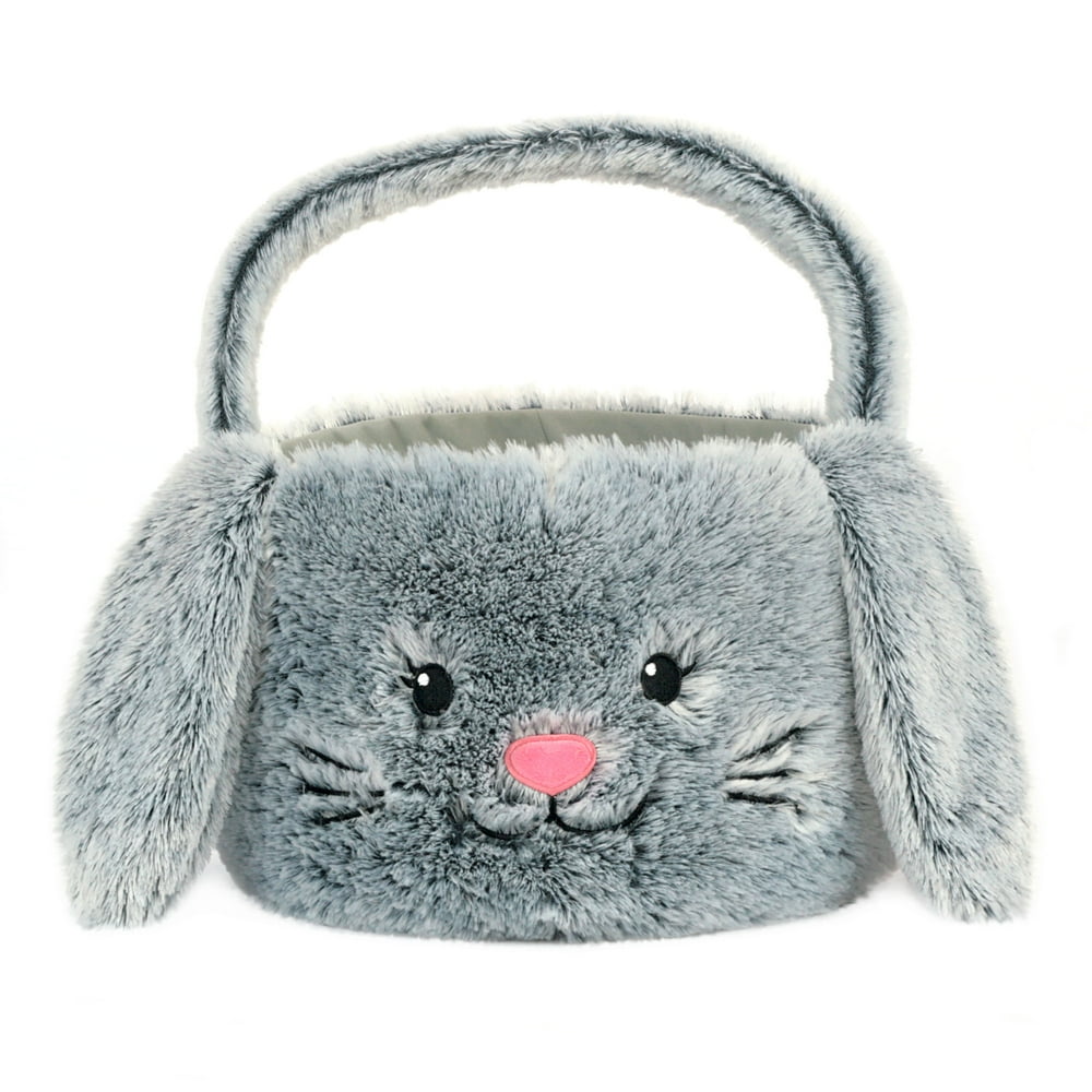 Way To Celebrate Plush Jumbo Bunny Easter Basket-Gray - Walmart.com - Walmart.com