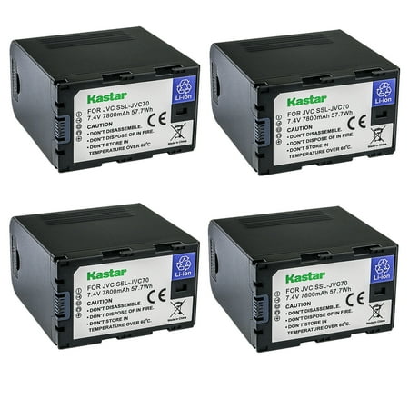 Kastar SSL-JVC70 Battery 4-Pack Replacement for JVC GY-HM660U GY-HM660SC Cameras and DT-X Monitors Series JVC SSLJVC50 JVC50 SSLJVC70 JVC70 SSLJVC75 JVC75 BN-S8I50 BNS8I50 Battery