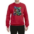 thumbnail image 2 of Cool Rainbow Neon Trippy Jungle Tiger Eyes Animal Lover Unisex Crewneck Graphic Sweatshirt, Red, Large, 2 of 3