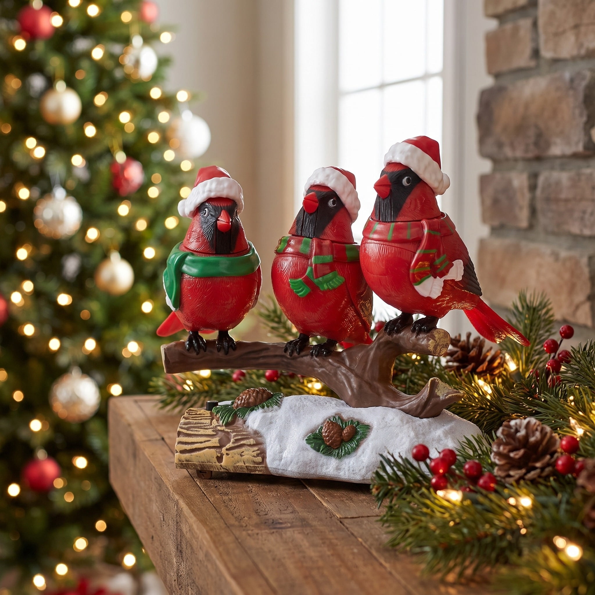 Animated Cardinals Christmas Decoration, Multicolor, 6.5", by Holiday Time