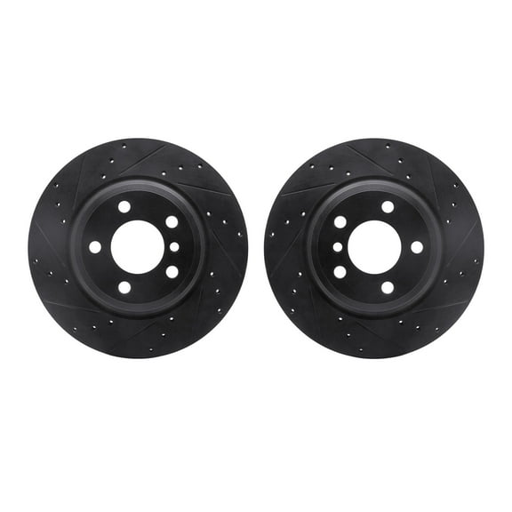 Dynamic Friction Company Rear Brake Rotors-Drilled and Slotted-Black 8002-31087