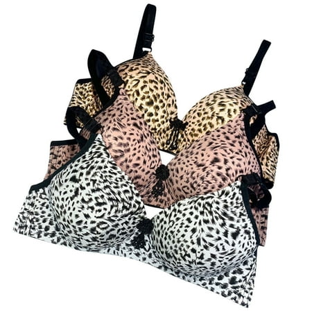 

Women S Classic T-Shirt Bra Leopard Print Beauty Back Smoothing Underwire Bra Push-Up T-Shirt Bra Lace Bralette Wireless Bra Soft Wireless Lightly Lined Comfort Bra
