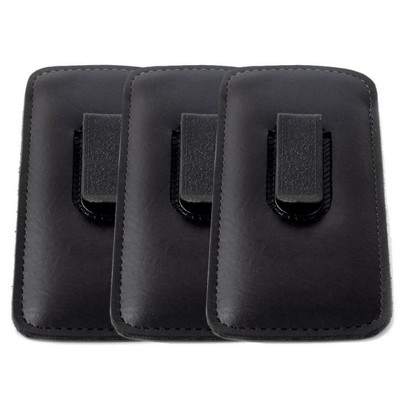 Mens Half Slip w/ Clip Soft Eyeglass Case, Black (3 PACK)
