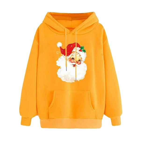 WILLBEST Sudadera Deportiva para Mujer Sudadera Navideña con Capucha Sudadera Informal de Manga Larga con Estampado Navideño Mediana